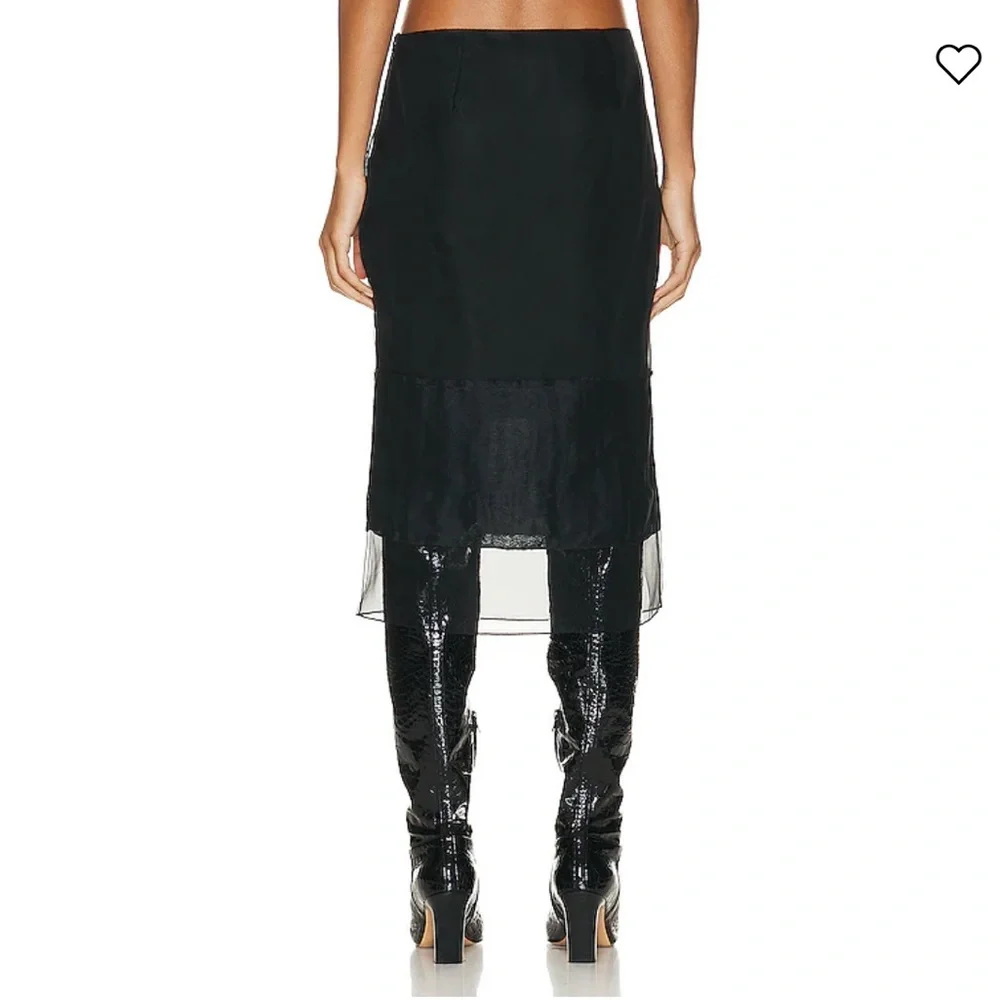 NEW Khaite Layered Semi-Sheer Silk Alleta Skirt, Size 8 - Picture 5 of 10